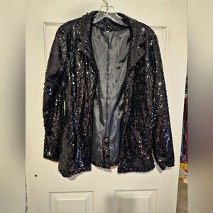 Unbranded Black Sequined Jacket Blazer sz L